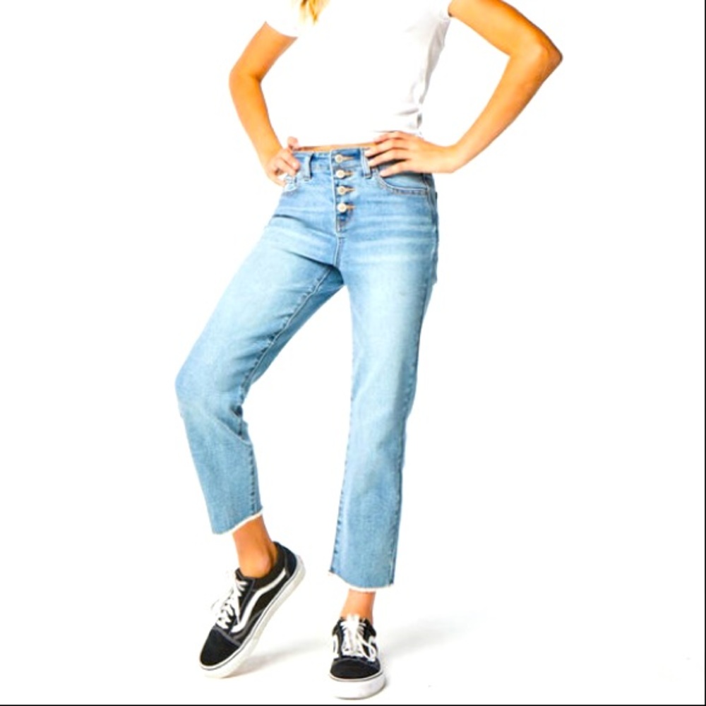 Girls Light Wash Straight Jeans